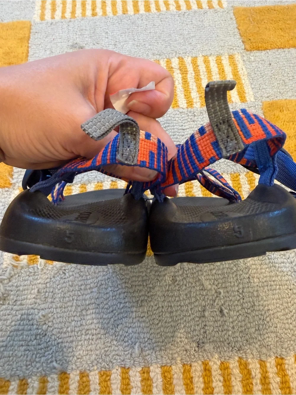 Chaco Kids Sandals Blue and Orange Patterned Straps